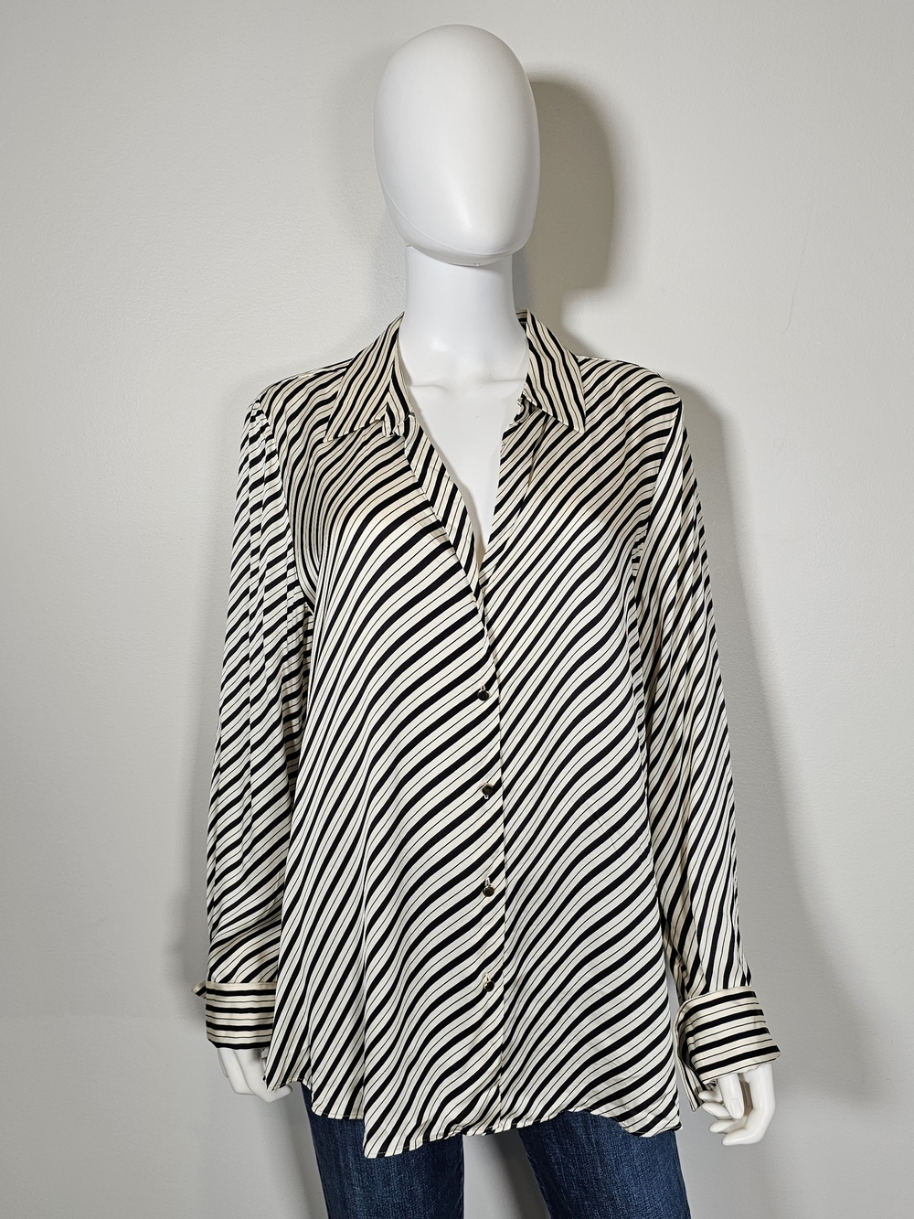 Ever New Black & Cream Diagonal Stripe Button-Down Shirt